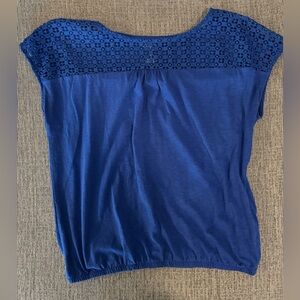 Blue blouse with lace top